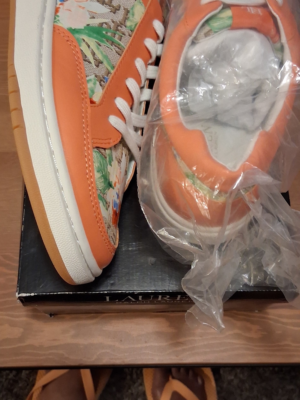 Polo by Ralph Lauren Orange Floral Low-Top Sneakers